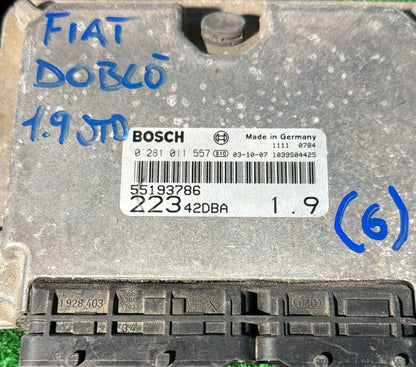 KIT CHIAVI ACCENSIONE CENTRALINA MOTORE FIAT DOBLO 1.9 JTD 0281011557 55193786